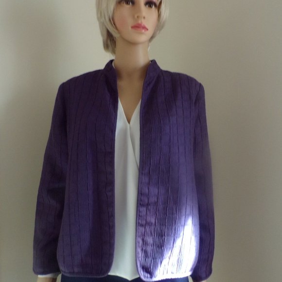 Alfred Dunner Petite Jackets & Blazers - Alfred Dunner Purple  Petite Blazer